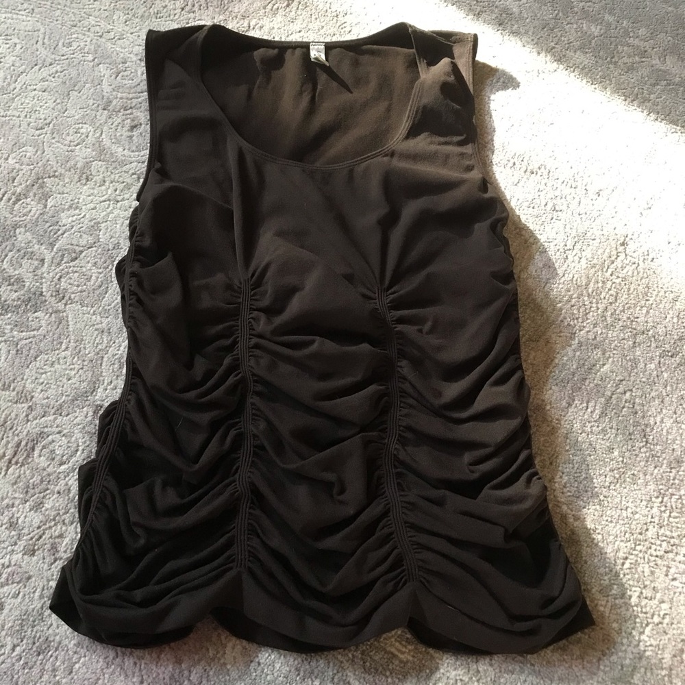 Last Tango brown rouched stretchy tank